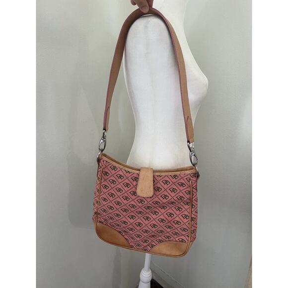 Dooney & Bourke Y2K Vintage Pink Monogram Messenger Shoulder Bag Purse - Picture 3 of 14